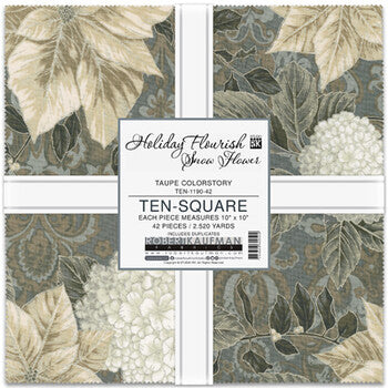 Robert Kaufman Shower Flower 10" Squares TEN-1190-42 TAUPE