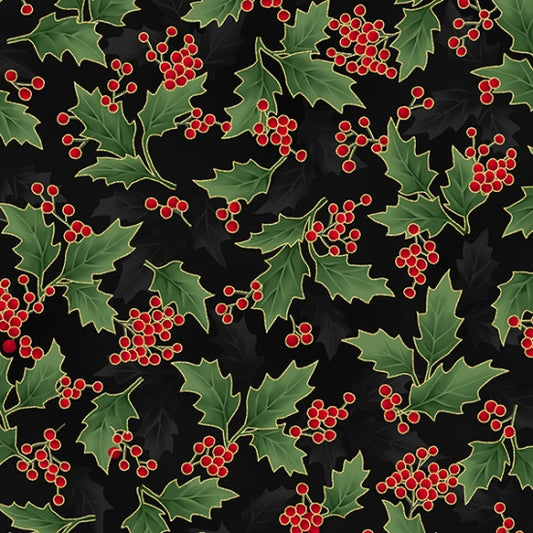 HOFFMAN FABRICS HOLIDAY ELEGANCE V7167-4G BLACK/GOLD