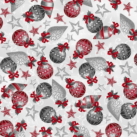 HOFFMAN FABRICS HOLIDAY ELEGANCE V7168-176S ICE SILVER