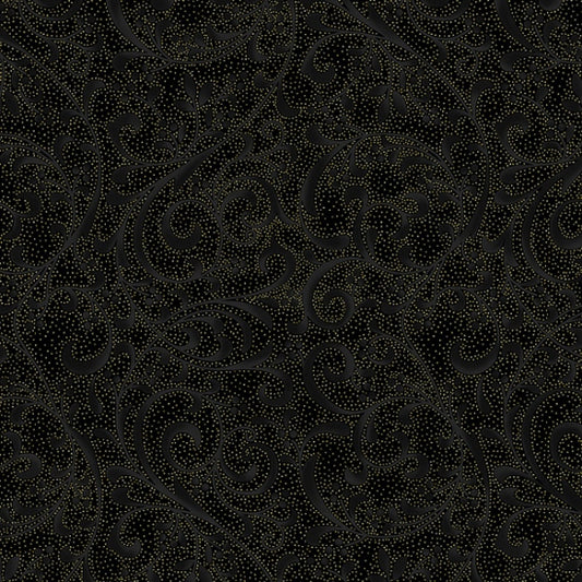 HOFFMAN FABRICS HOLIDAY ELEGANCE V7170-4G BLACK GOLD