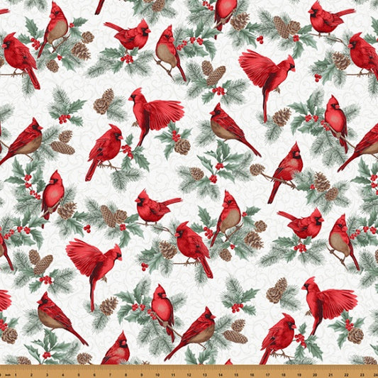 HOFFMAN FABRICS Christmas Spendor W7775-441S Winter Cherry Silver