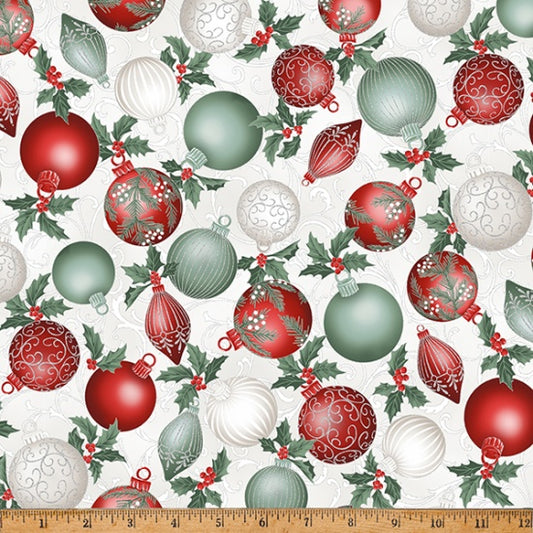 HOFFMAN FABRICS Christmas Splendor W7781-441S Winter Cherry Silver