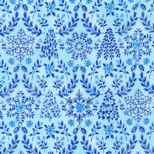 Robert Kaufman - Holiday Flourish Snow Flower SRKM-21601-63 Sky