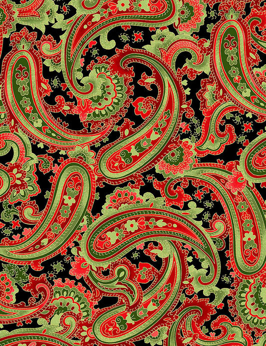 TIMELESS TREASURES - GILDED ROSE PAISLEY CM1321 BLACK