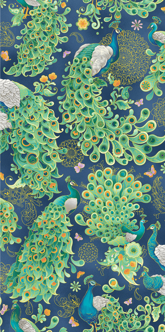 OASIS FABRICS IMPERIAL GARDEN OA-604151 METALLIC BLUE