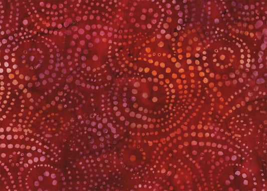 OASIS FABRICS BATIK 72-4703 DOT SWIRL RED