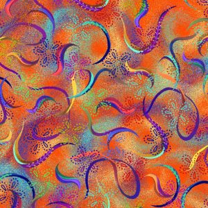 OASIS FABRICS NIGHT BLOOM SWIRLS OA-595502 ORANGE