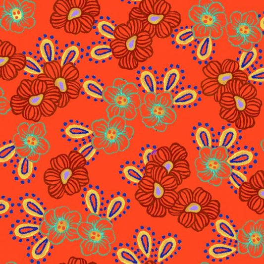 OASIS FABRICS NIGHT BLOOM FLOWER OUTLINE OA-595522 ORANGE