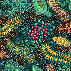 OASIS FABRICS PANNOTIA LEAVES OA-595673 TEAL