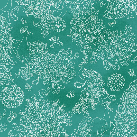 OASIS FABRICS IMPERIAL GARDEN OA-604162 METALLIC TEAL