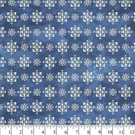 RICHLIN FABRICS SNOWFLAKE FP-7396 CREAM BLUE